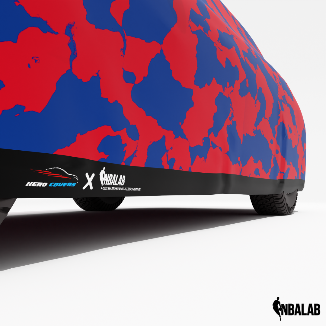 Officially Licensed Detroit Pistons Comouflage Car Covers – Indoor & Outdoor | NBA Protection | HeroCovers