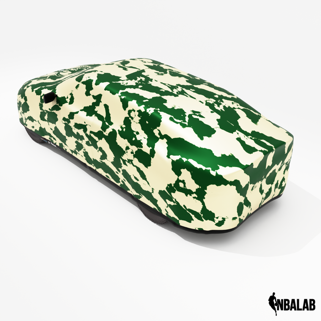 Officially Licensed Milwaukee Bucks Comouflage Car Covers – Indoor & Outdoor | NBA Protection | HeroCovers