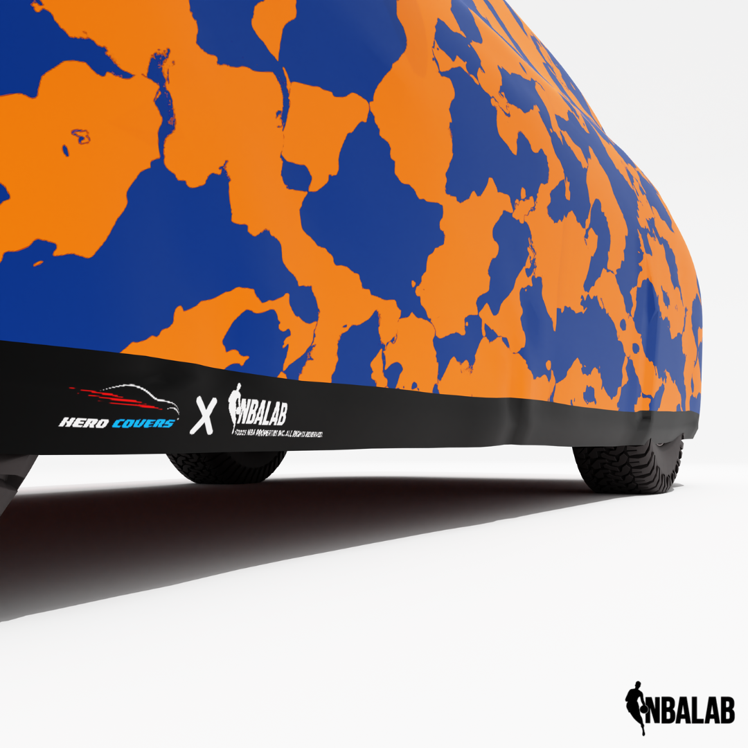 Officially Licensed New York Knicks Comouflage Car Covers – Indoor & Outdoor | NBA Protection | HeroCovers