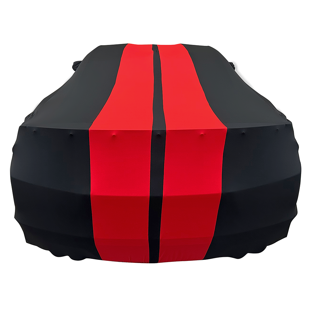 2010-2024 Camaro Ultraguard Stretch Satin Indoor Car Cover : Sport Series - Black with Red Stripes
