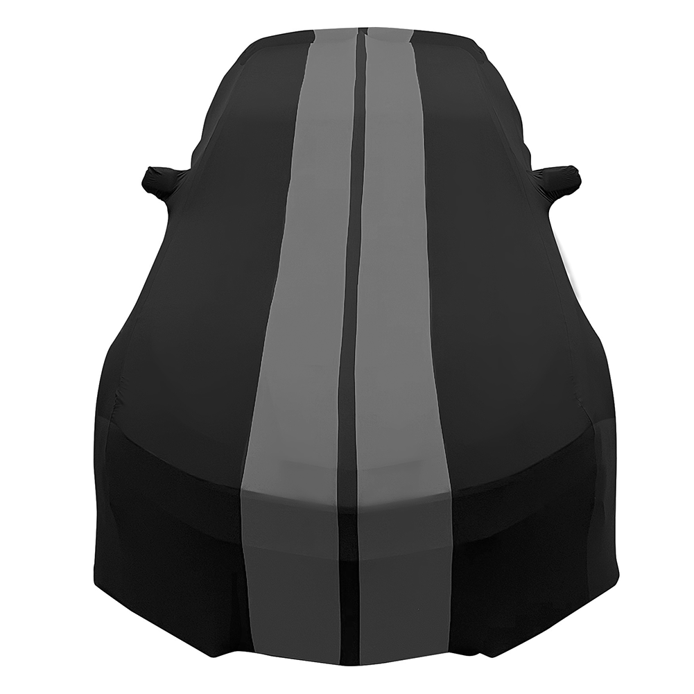 2010-2024 Camaro Ultraguard Stretch Satin Indoor Car Cover : Sport Series - Black with Gray Stripes