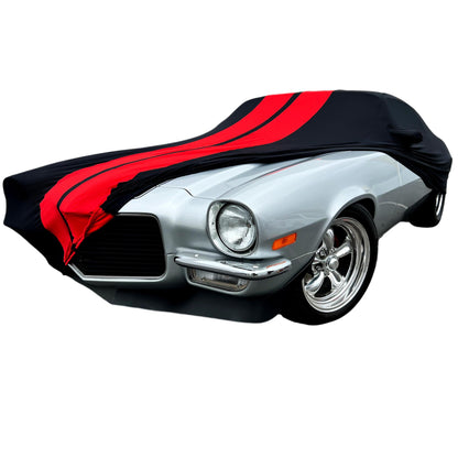 1967-1981 Camaro Ultraguard Stretch Satin Indoor Car Cover : Sport Series - Black with Red Stripes