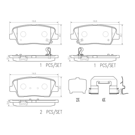 Brembo 18-21 Genesis G70/ Kia Stinger Rear NAO Brake Pad