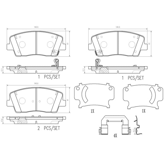 Brembo 18-21 Genesis G70/ Kia Stinger Front NAO Brake Pad