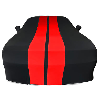 2008-2023 Dodge Challenger Ultraguard Stretch Satin Indoor Car Cover : Sport Series - Black with Red Stripes