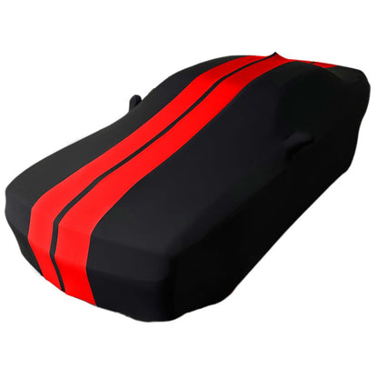 2008-2023 Dodge Challenger Ultraguard Stretch Satin Indoor Car Cover : Sport Series - Black with Red Stripes