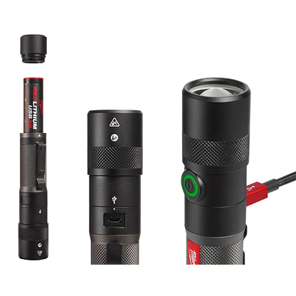 Milwaukee 2161-21 Redlithium™ USB 1100L Twist Focus Flashlight