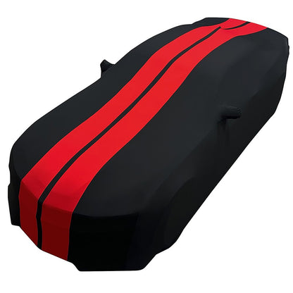 2010-2024 Camaro Ultraguard Stretch Satin Indoor Car Cover : Sport Series - Black with Red Stripes