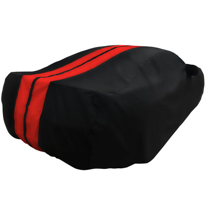 2005-2024 Ford Mustang Ultraguard Plus Car Cover - 300D Indoor/Outdoor Protection - Black with Red Stripes