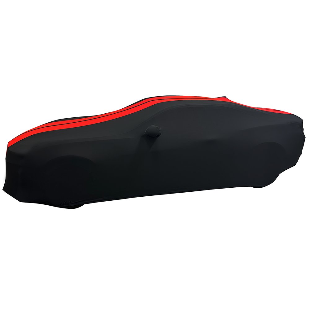 2010-2024 Camaro Ultraguard Stretch Satin Indoor Car Cover : Sport Series - Black with Red Stripes