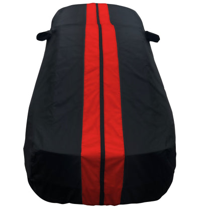 2005-2024 Ford Mustang Ultraguard Plus Car Cover - 300D Indoor/Outdoor Protection - Black with Red Stripes
