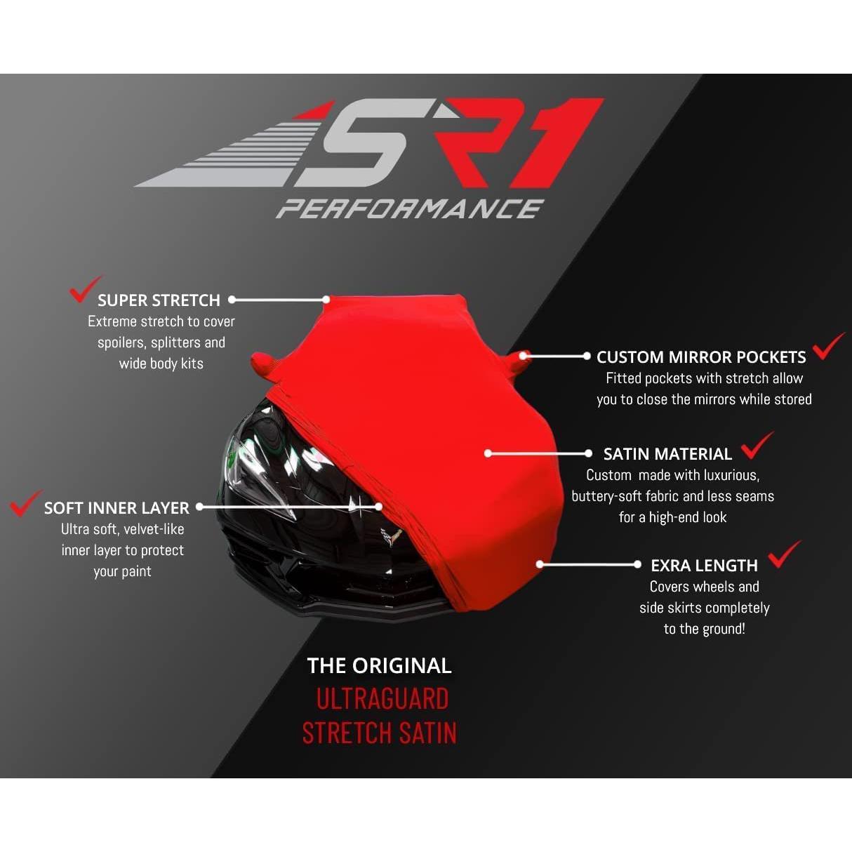 1999-2026 Porsche 911 / 718 Coupe/Carrera/Targa/Turbo GTS/Cayman/Boxster Ultraguard Stretch Satin Indoor Car Cover : Sport Series - Black with Dark Gray Stripes