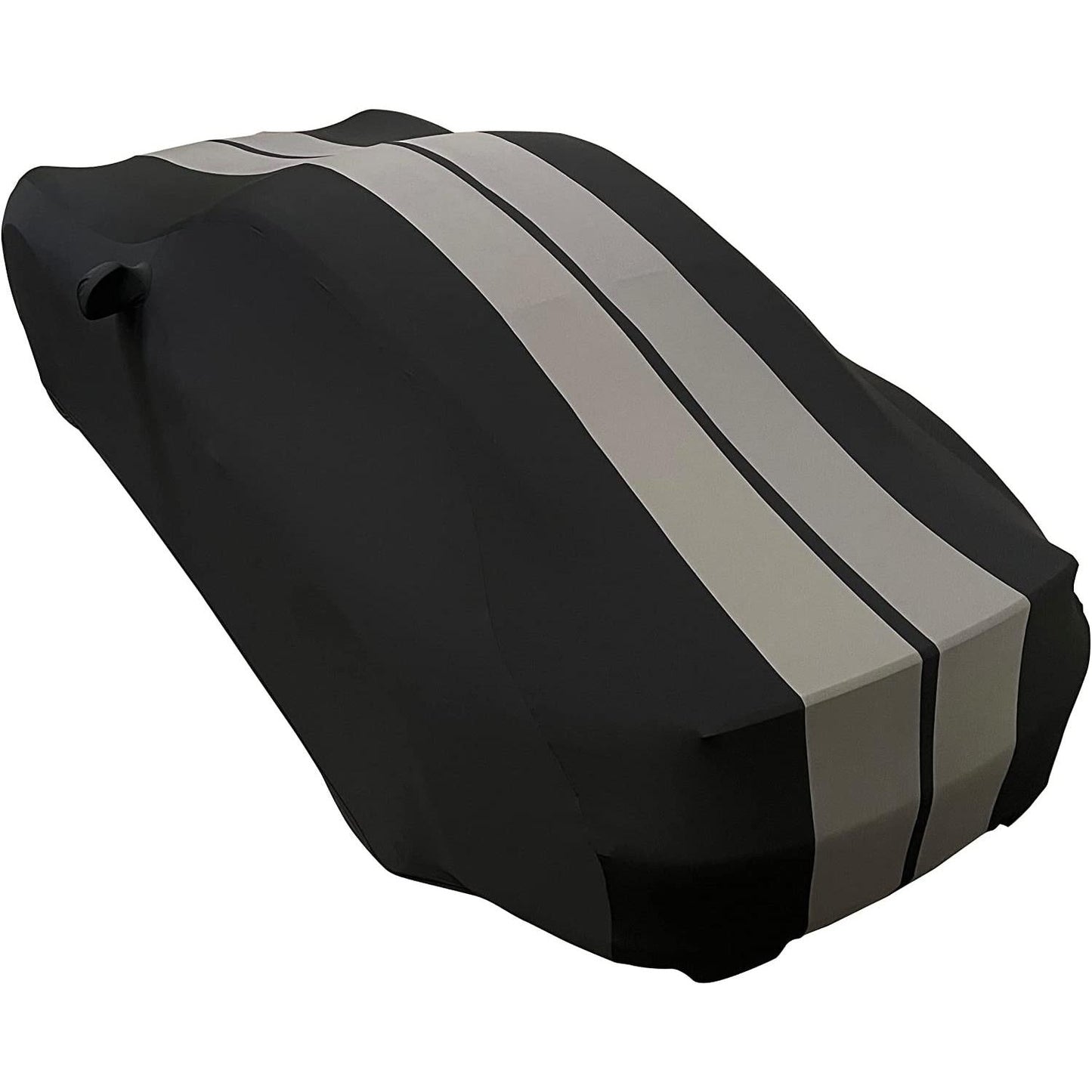 1999-2026 Porsche 911 / 718 Coupe/Carrera/Targa/Turbo GTS/Cayman/Boxster Ultraguard Stretch Satin Indoor Car Cover : Sport Series - Black with Dark Gray Stripes