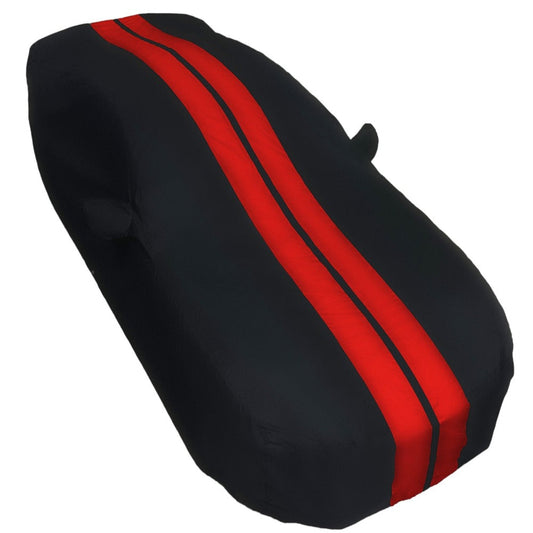 2005-2024 Ford Mustang Ultraguard Plus Car Cover - 300D Indoor/Outdoor Protection - Black with Red Stripes